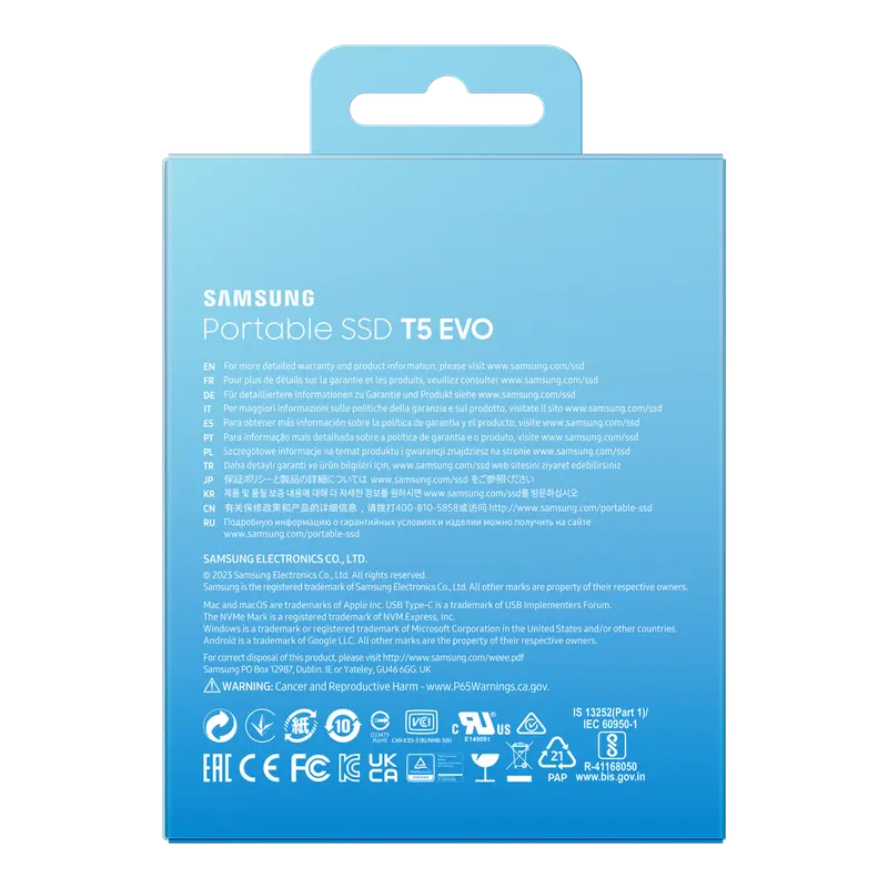 Внешний портативный SSD накопитель Samsung T5 EVO 2 ТБ Чёрный