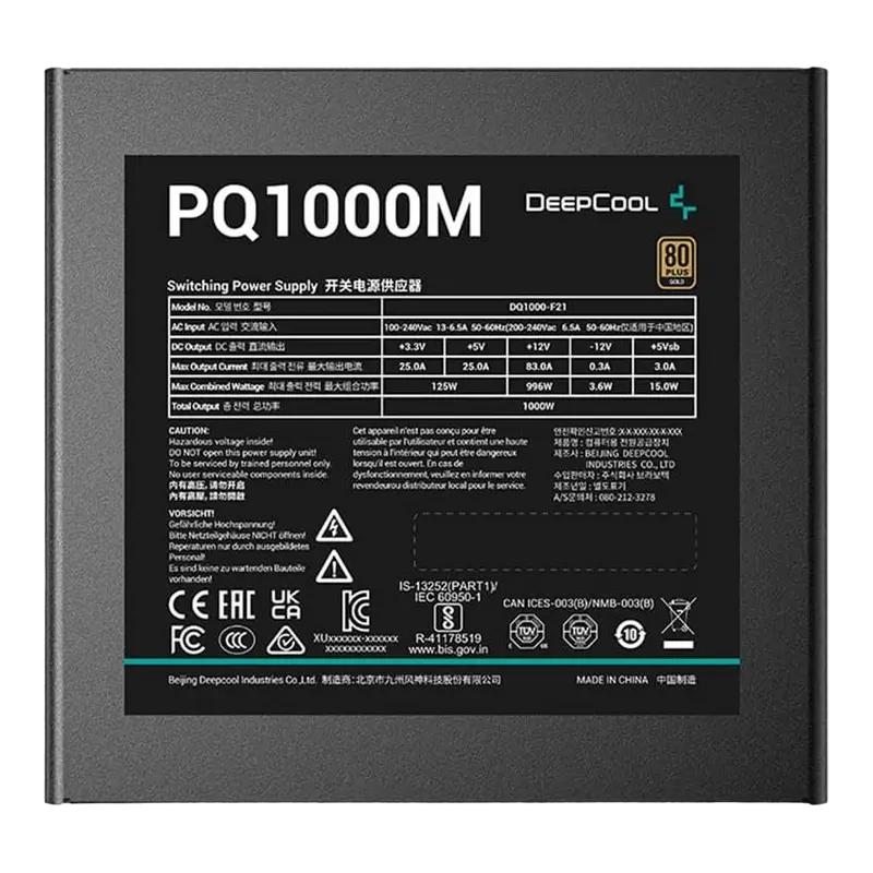 Tip Блок питания для компьютеров Deepcool PQ1000M ATX Черный