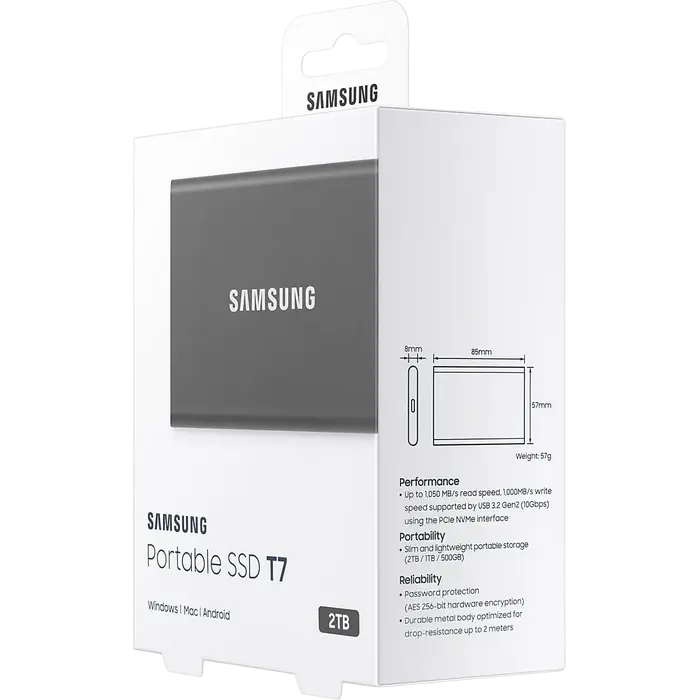 SSD portabil extern Samsung T7 2 TB Grey