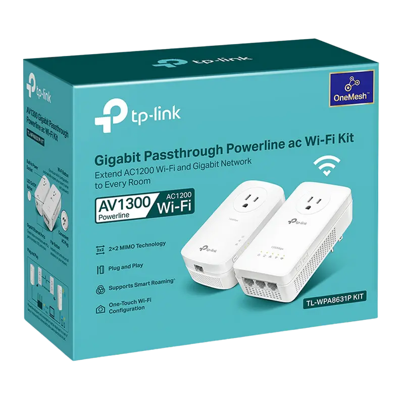 Wi-Fi + Powerline адаптер TP-LINK AV1300 Gigabit Passthrough Белый