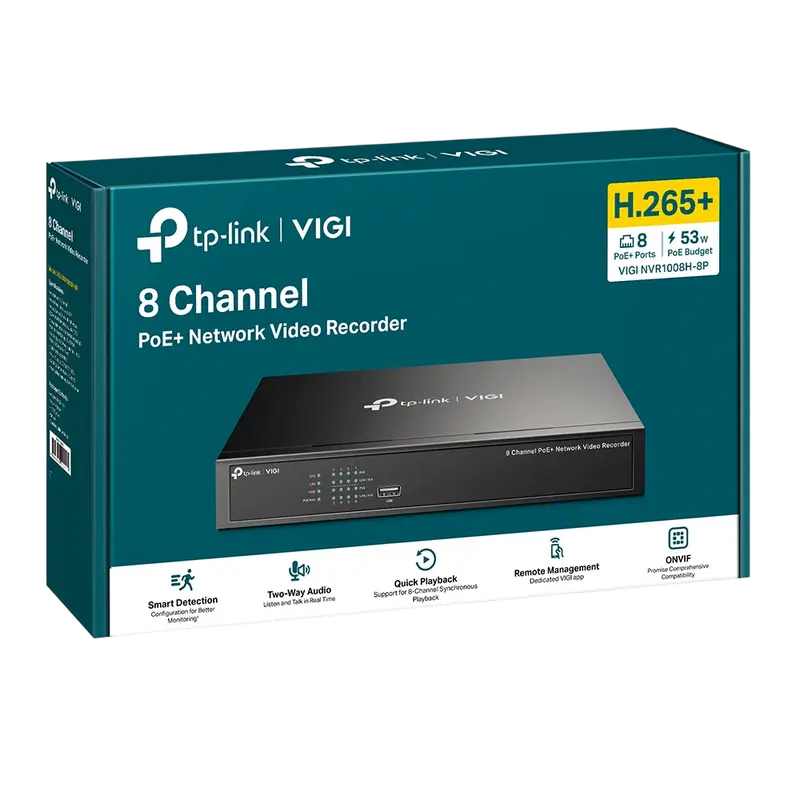 Видеорегистратор TP-LINK VIGI NVR1008H-8P Черный