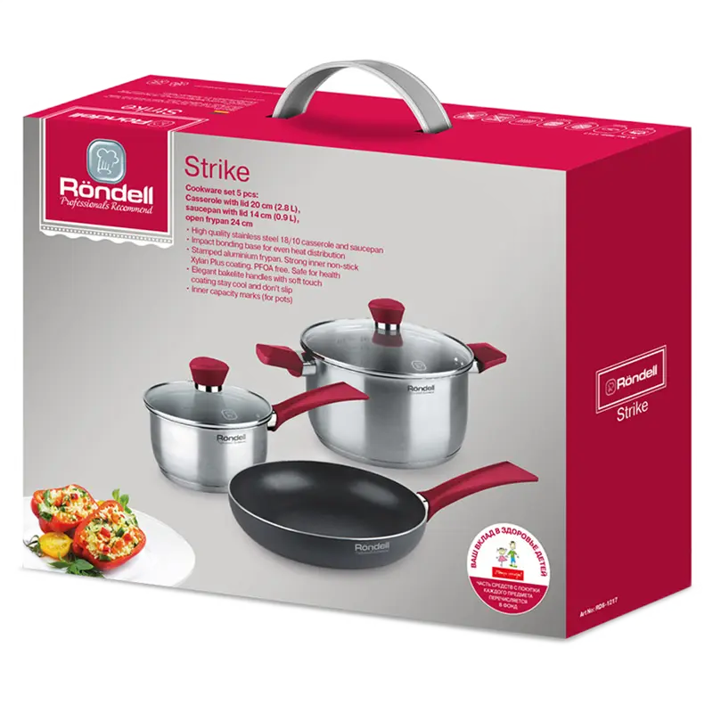 Набор посуды Rondell Strike Strike Черный Серебристый