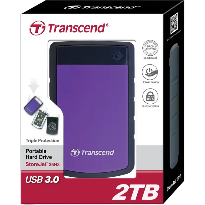 Внешний портативный жесткий диск Transcend StoreJet 25H3P 2 ТБ Фиолетовый