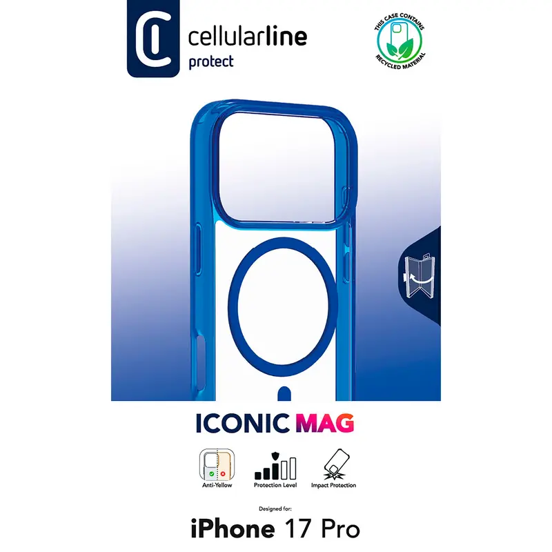 Husă Cellularline Apple iPhone 17 Pro Iconic Mag Case Iconic Mag Albastru