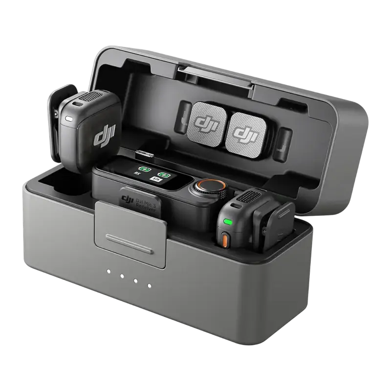 Портативный записывающий микрофон DJI Mic 3 (2 TX + 1 RX + Charging Case) Беспроводной Черный