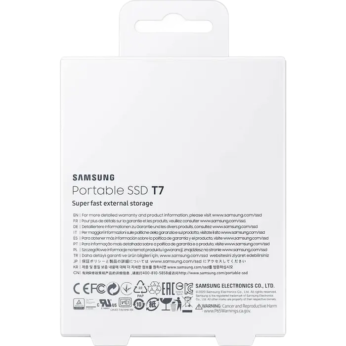 Внешний портативный SSD накопитель Samsung T7 500 ГБ Grey