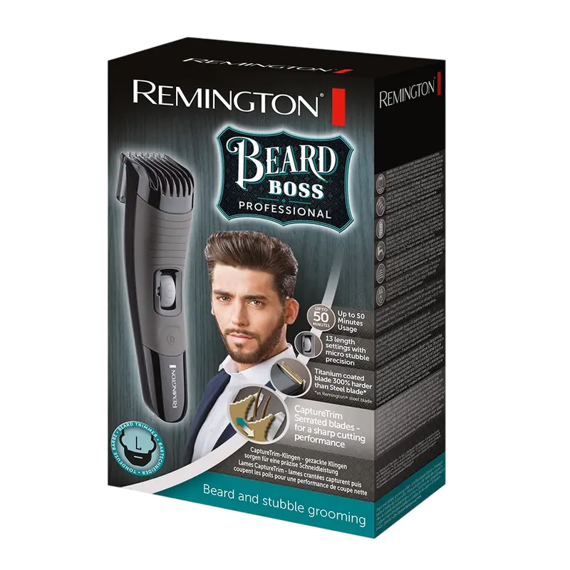 Мужской Триммер Remington Beard Boss Professional Чёрный | Серый
