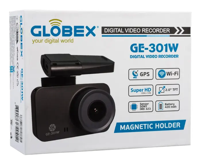 Автомобильный видеорегистратор Globex GE-301w Черный