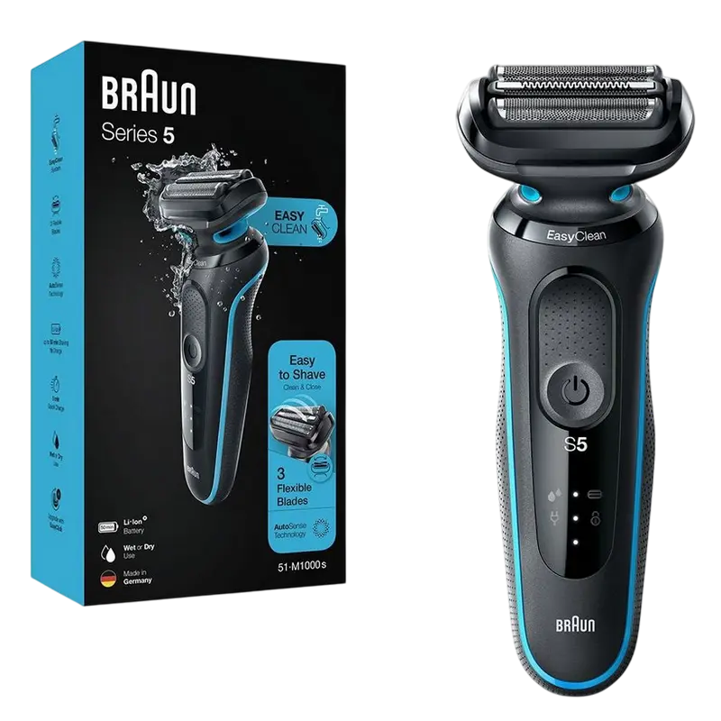 Электробритва мужская Braun Series 5 51-M1000s Черный | Синий