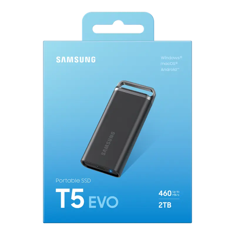 Внешний портативный SSD накопитель Samsung T5 EVO 2 ТБ Чёрный