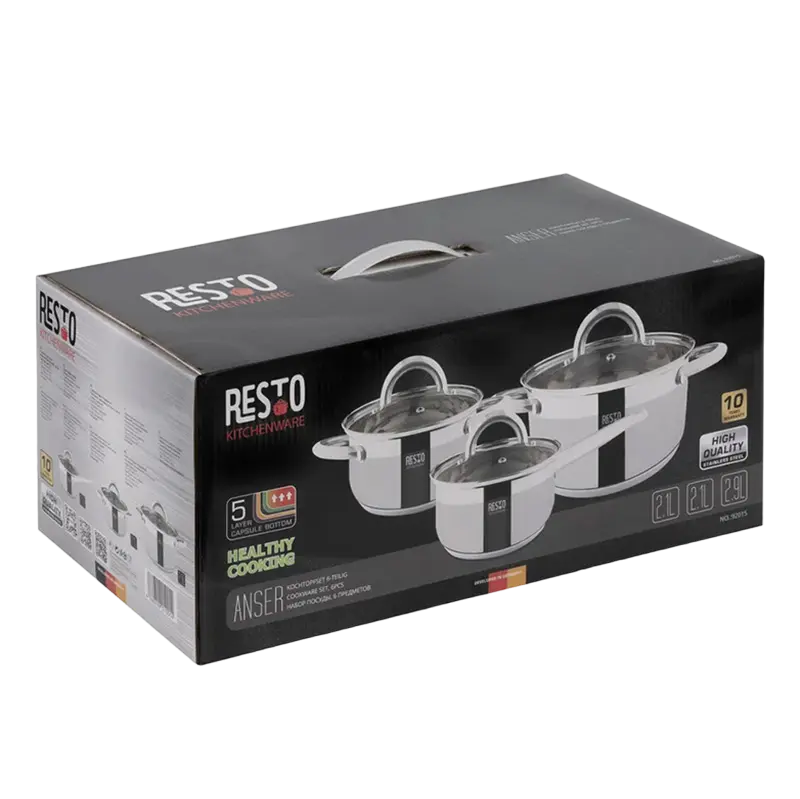 Набор кастрюль RESTO Kitchenware Нержавеющая сталь