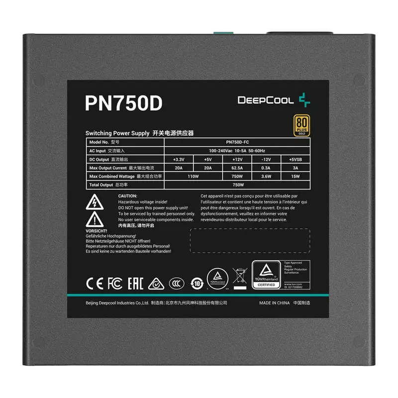 Tip Блок питания для компьютеров Deepcool GamerStorm PN750D ATX Черный