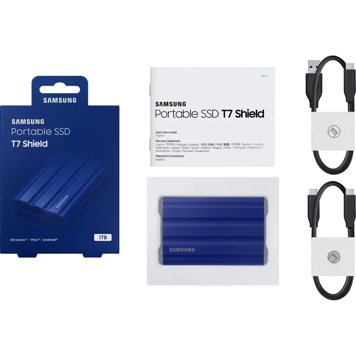 Внешний портативный SSD накопитель Samsung T7 Shield 1 ТБ Синий