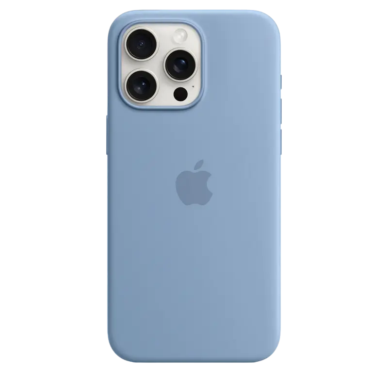 Чехол Apple iPhone 15 Pro Max Silicone Case MagSafe Силиконовый Чехол Зимний голубой