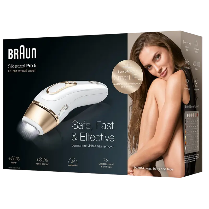 Фотоэпилятор Braun Silk-expert IPL Pro 5 PL5014 Белый/Золотой