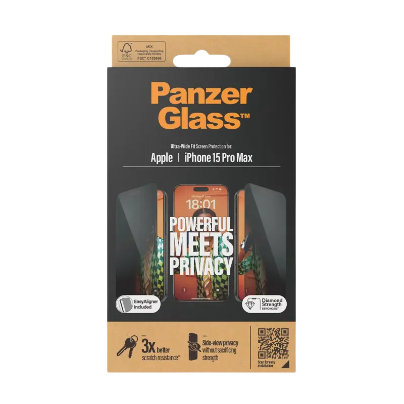 Защитное стекло PanzerGlass Apple iPhone 15 Pro Max UWF Privacy wA UWF Прозрачный