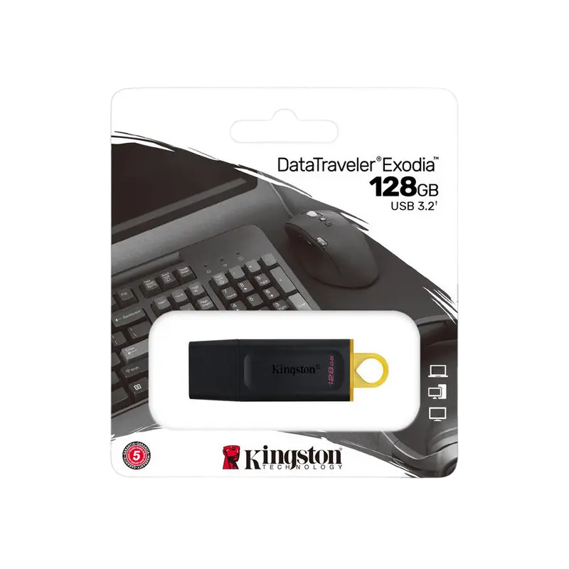 USB Flash накопитель Kingston DataTraveler Exodia 128ГБ Чёрный/Жёлтый