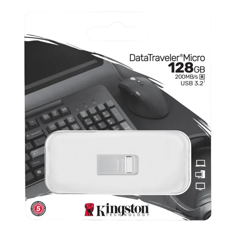 USB Flash накопитель Kingston DataTraveler Micro 128ГБ Серебристый