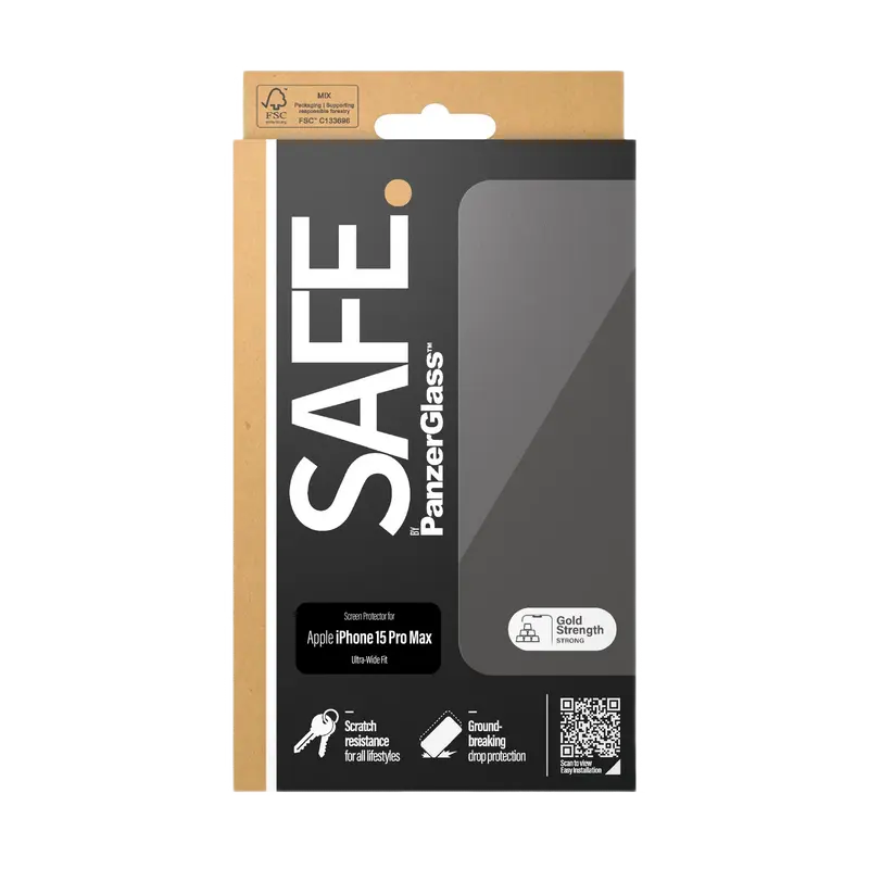 Защитное стекло PanzerGlass Apple iPhone 15 Pro Max Tempered Glass UWF SAFE. Прозрачный