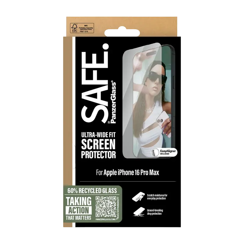 Защитное стекло PanzerGlass Apple iPhone 16 Pro Max Tempered Glass UWF SAFE. Прозрачный