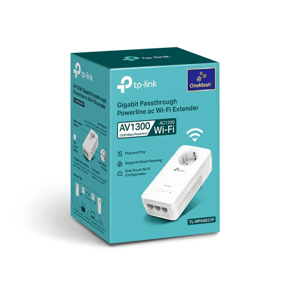 Адаптер Powerline TP-LINK AV1300 Gigabit Passthrough Белый