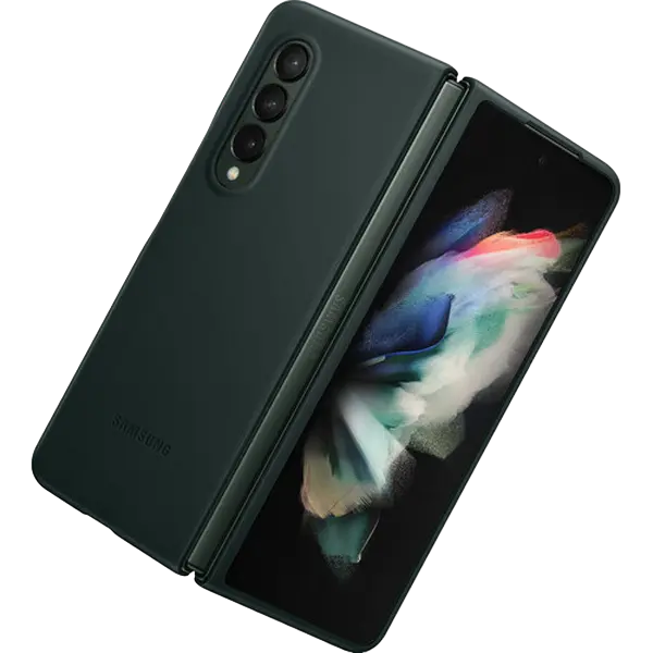 Husă tip carte Samsung Galaxy Z Fold 3 Leather Cover Husă din piele Verde