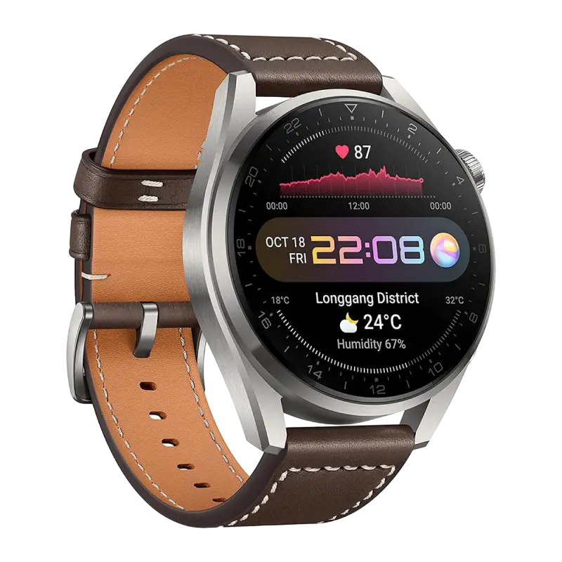 Умные часы Huawei WATCH 3 Pro Корпус Titanium Gray с Коричневым кожаным ремешком