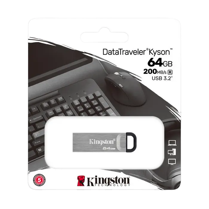 USB Flash накопитель Kingston DataTraveler Kyson 64ГБ Серебристый