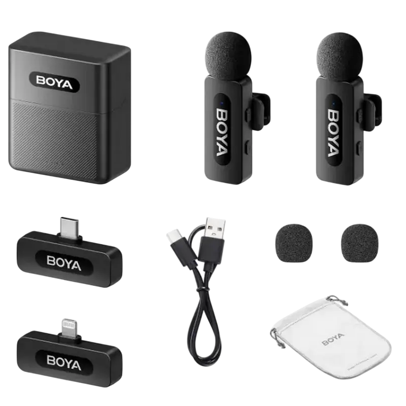 Портативный записывающий микрофон Boya BY-V3 Combo Беспроводной Черный