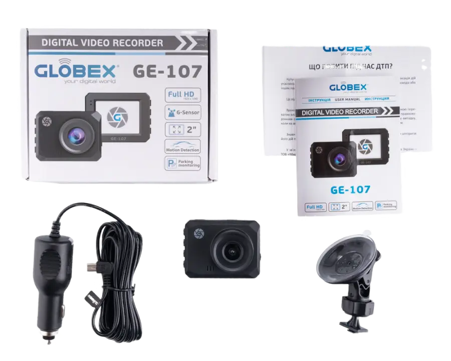 Автомобильный видеорегистратор Globex GE-107 Черный