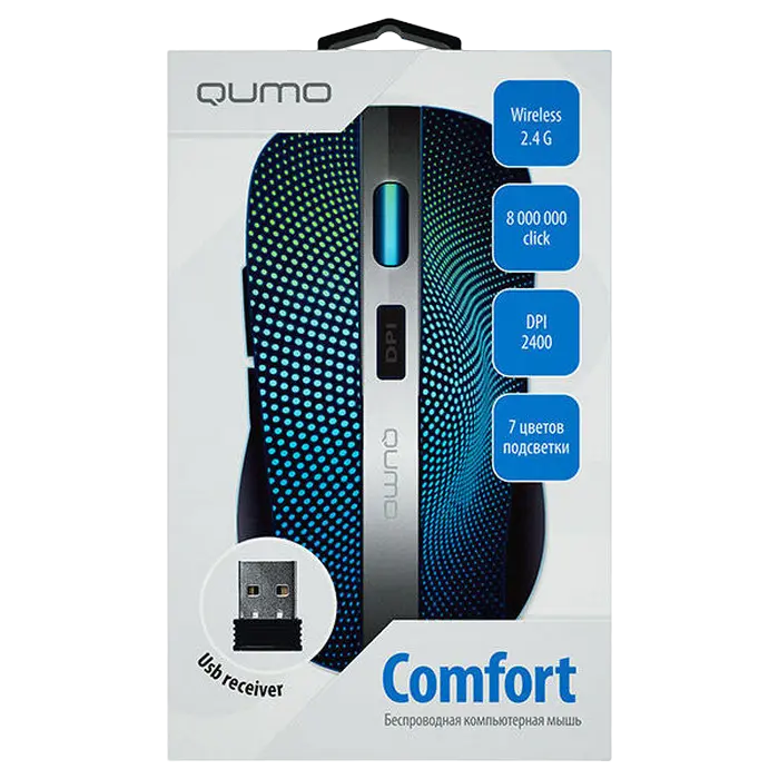 Mouse Wireless QUMO Comfort Fără fir Negru/Albastru