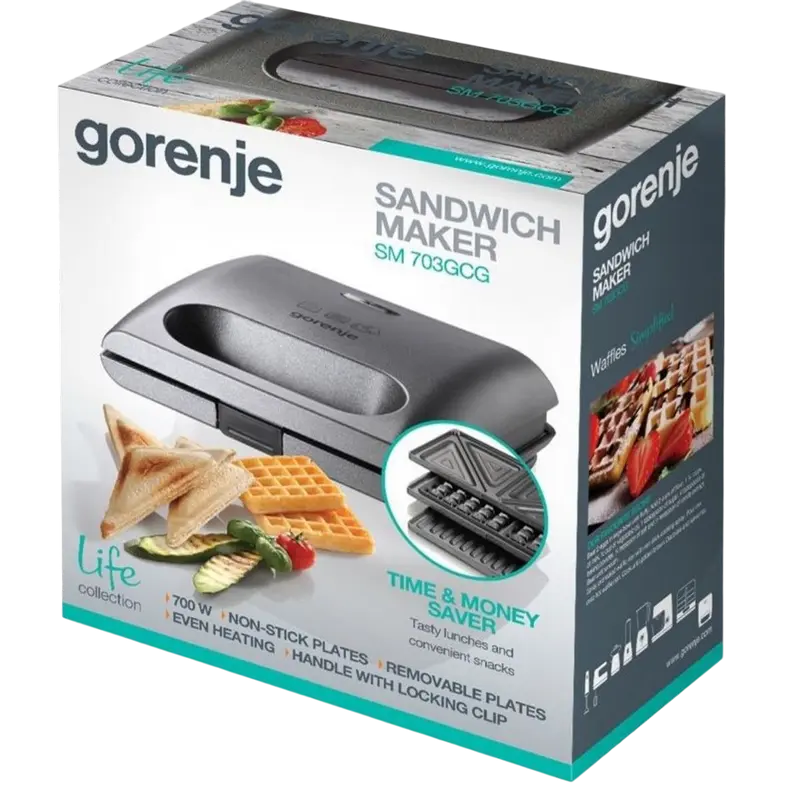 Сэндвичница-Мультипекарь Gorenje SM703GCG Серебристый