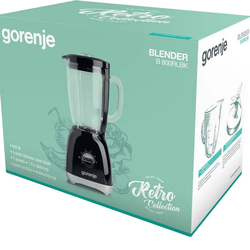 Стационарный блендер Gorenje Retro Collection B800RL Чёрный