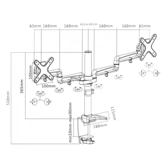 Настольный кронштейн для монитора Reflecta FLEXO Desk 23-1010D Серебристый