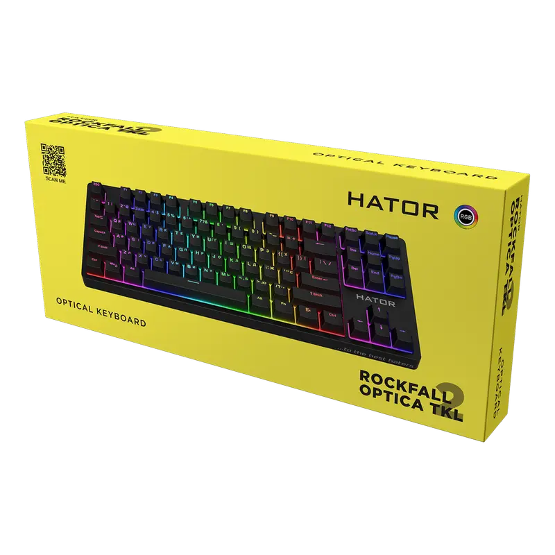 Tastatură HATOR Rockfall 2 Optica TKL Mecanic Negru