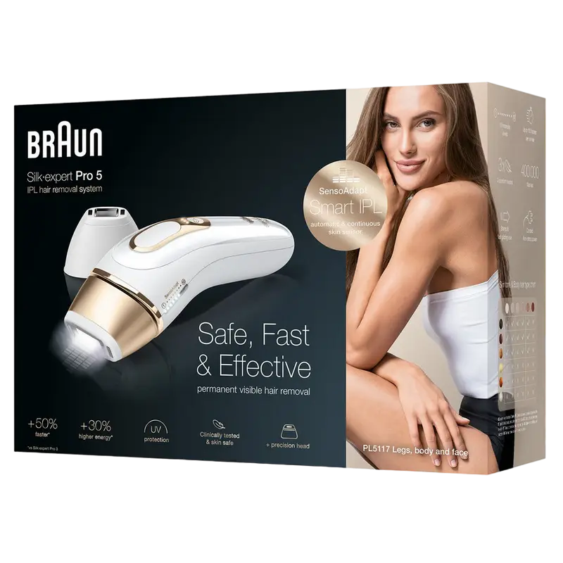 Фотоэпилятор Braun Silk-expert IPL Pro 5 PL5117 Белый/Золотой