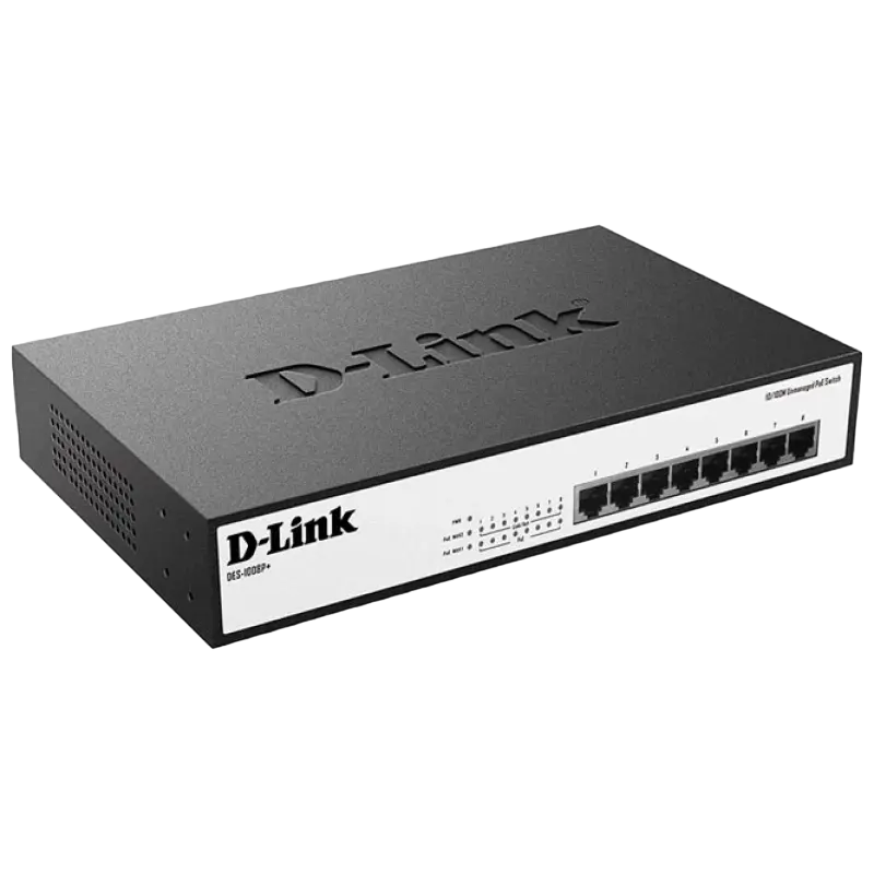 PoE коммутатор D-Link DES-1008P+ Черный