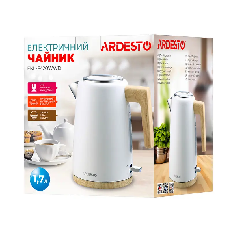 Электрочайник Ardesto EKL-F420WWD Белый