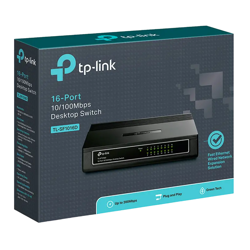 Сетевой коммутатор TP-LINK TL-SF1016D Черный