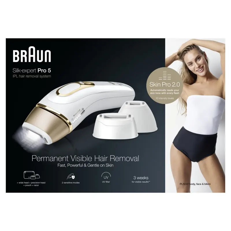 Фотоэпилятор Braun Silk-expert Pro 5 PL5242 Белый | Золотистый