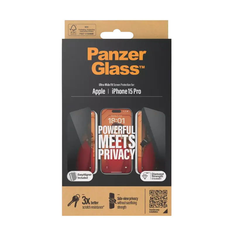 Защитное стекло PanzerGlass Apple iPhone 15 Pro UWF Privacy wA UWF Прозрачный
