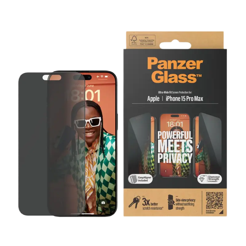 Защитное стекло PanzerGlass Apple iPhone 15 Pro Max UWF Privacy wA UWF Прозрачный