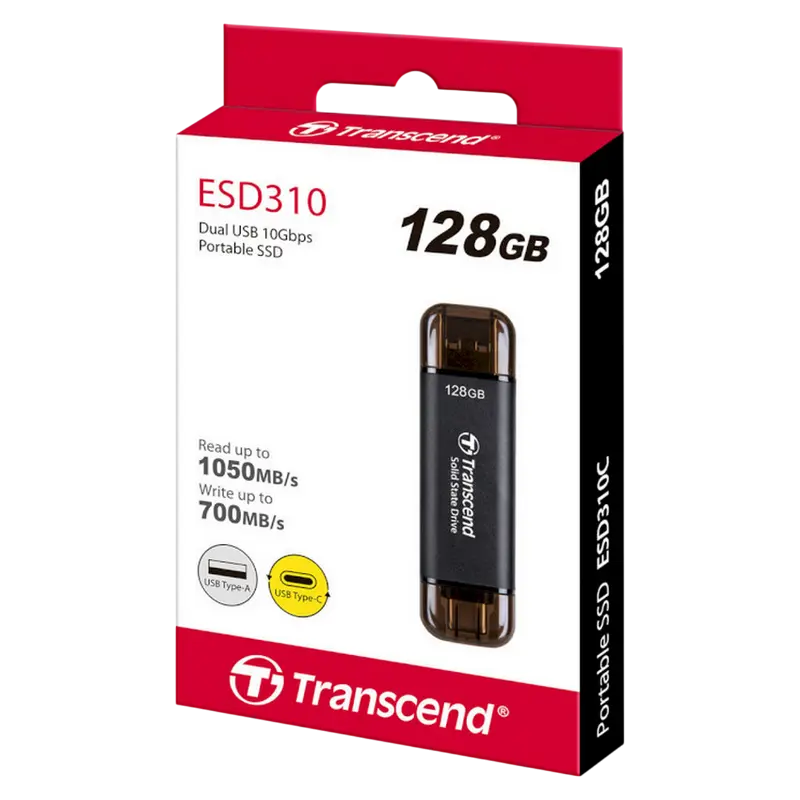 Внешний портативный SSD накопитель Transcend ESD310C 128 Гб Чёрный
