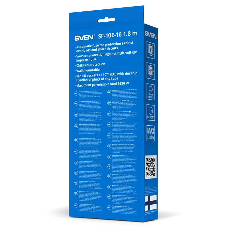 Prelungitor electric SVEN SF-10E-16 Negru