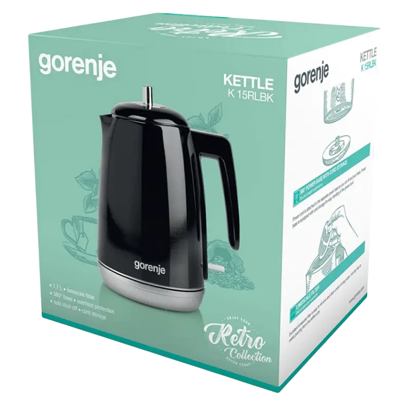 Электрочайник Gorenje K15RLBK Чёрный