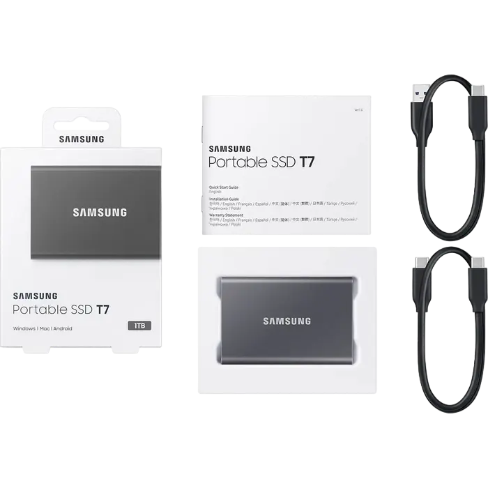 Внешний портативный SSD накопитель Samsung T7 1 ТБ Grey