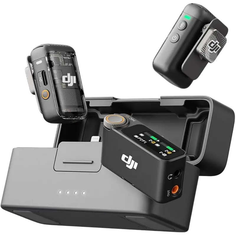 Портативный записывающий микрофон DJI Mic 2 (2 TX + 1 RX + Charging Case) Беспроводной Черный