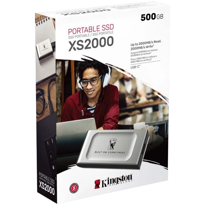 Внешний портативный SSD накопитель Kingston XS2000 BoC 500 ГБ Серебристый
