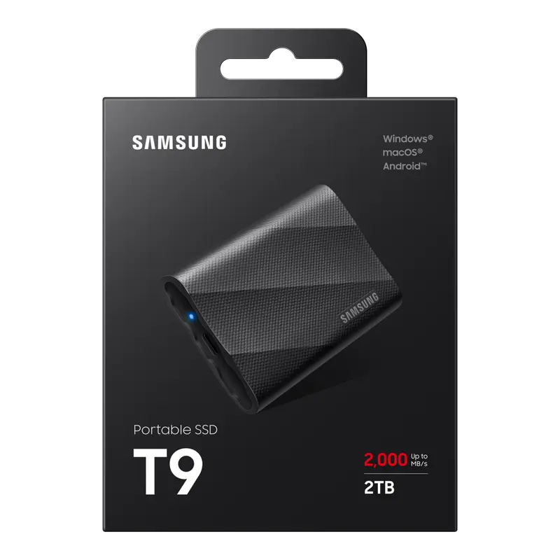Внешний портативный SSD накопитель Samsung T9 2 ТБ Чёрный