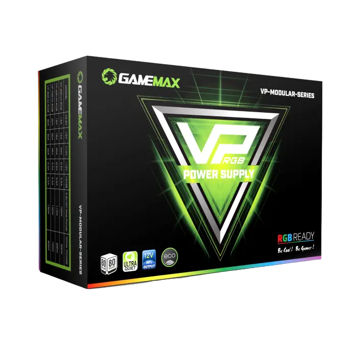 Tip Блок питания для компьютеров Gamemax VP-800-RGB-M ATX Черный
